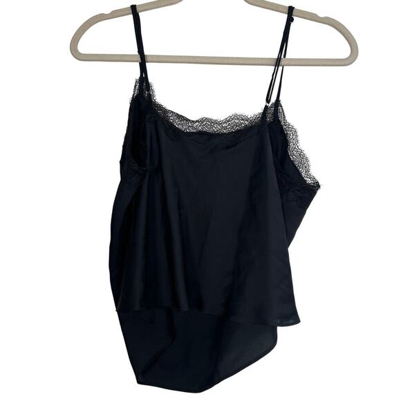 NWT Victoria's Secret Black Satin Lingerie Cami Top with Lace Trim Size L - Picture 5 of 5